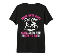 Muévete sobre los Chicos Deja Que Las Chicas te muestren cómo triatlón Camiseta Premium