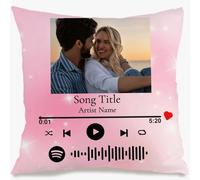 Muewent Funda de almohada con etiqueta de canción personalizada con una imagen favorita y tu texto dando forma a un diseño contemporáneo de cojín que ofrece un valor de regalo expresivo
