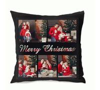 Muewent Funda de almohada de terciopelo de 18 x 18 pulgadas con 5 imágenes y mensaje personalizado
