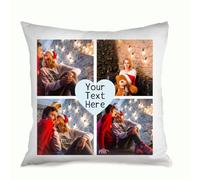 Muewent Funda de almohada de terciopelo personalizada de 18 x 18 pulgadas con 4 imágenes y texto artístico