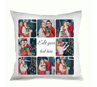 Muewent Funda de almohada de terciopelo personalizada de 18 x 18 pulgadas con 8 imágenes y mensaje personalizado