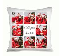 Muewent Funda de almohada de terciopelo personalizada de 18 x 18 pulgadas con 8 imágenes y texto personalizable