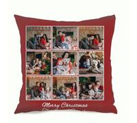 Muewent Funda de almohada de terciopelo personalizada de 18 x 18 pulgadas con 9 imágenes y texto personalizado
