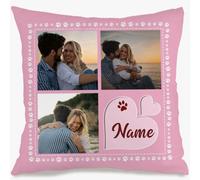 Muewent Funda de almohada personalizable que muestra 3 imágenes y palabras, acogedor cojín que se convierte en una decoración navideña del hogar