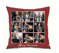 Muewent Funda de almohada personalizada de terciopelo de 18 x 18 pulgadas con 9 imágenes y palabras personalizadas