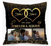 Muewent Funda de almohada personalizada de tres imágenes con tu texto, cojín decorativo que se convierte en un regalo conmovedor para bodas de Navidad o momentos de decoración del hogar