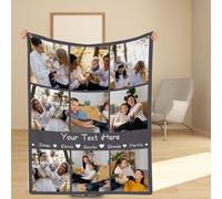 Muewent Manta de fotos personalizada con cuadrícula de 9 imágenes y mensaje, un regalo sincero para que tus seres queridos celebren sus recuerdos más significativos