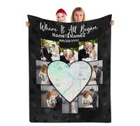 Muewent Manta personalizada con mapa de corazón con diseño de 8 fotos y mensaje personalizado, hermoso regalo para celebrar destinos compartidos o historias románticas