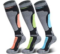 Muezna Calcetines de esquí de lana merino, para hombre y mujer, calcetines térmicos de alto rendimiento para invierno, nieve, snowboard, deportes al aire libre, caza, 3 Pares (Sky Blue, Grayish Green,