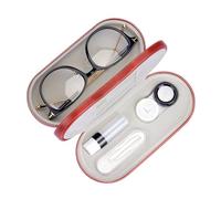 Muf Estuche 2 en 1 para Lentes de Contacto y Gafas, diseño de Doble Cara de Uso Dual, Incluye Pinza y Botella de solución para Lentes de Contacto en el Kit de Viaje(Marrón)