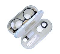 Muf Estuche 2 en 1 para Lentes de Contacto y Gafas, diseño de Doble Cara de Uso Dual, Incluye Pinza y Botella de solución para Lentes de Contacto en el Kit de Viaje(Mármol Verde Grisáceo)