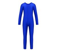 Mufeng Body de Una Pieza con Manga Larga para Niñas Maillot de Danza de Baile con Pantalones Mono de Color Sólido para Yoga Gimnasia Azul real 7-8 años