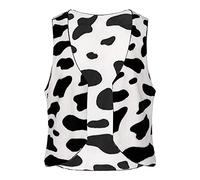 Mufeng Chaleco para Hombre Estampado de Vaca Blanca y Negra Chaleco de Cowboy Pistolero Camiseta sin Mangas Disfraz de Halloween Carnaval Cárdigan Franela Invierno Negro S