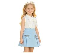 Mufeng Niña Tops Sin Mangas Y Faldas En Forma a Trajes Dos Piezas Que Combinen Conjuntos De Verano Bonitos Azul 2-3 años
