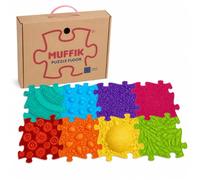 MUFFIK Juego de alfombrillas sensoriales | Alfombrilla de rompecabezas de arco iris para bebé, piedras de equilibrio ortopédicas para niños, juguete sensorial de color pastel, 8 piezas, 105 x 55 cm,
