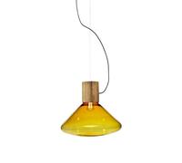 Muffins Wood 03B Lámpara Lámpara Colgante Cristal Marrón/Roble Natural con Cable Negro