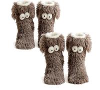 Muffle Friends Cozy Socks, Cute Big-Eyes Non-slip Winter Socks for Women, Thick Fleece Warm Floor Slipper Sock with Ears(2pcs-a)