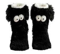 Muffle Friends Cozy Socks-Funny Socks for Girls Cute Big-Eyes Non-slip Winter Sock for Women with Ears (Black)