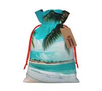 Muflvdx Bolsas de playa con estampado de palmeras con cordón, bolsas de regalo reutilizables, fáciles de envolver, para cumpleaños, vacaciones, bolsas de Navidad