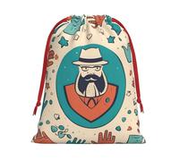 MUFLVDX - Bolsas de regalo de Navidad con estampado a mano y texto "Happy Fathers Day", bolsas de regalo multiusos con cordón para Navidad, bodas, fiestas, regalos, caramelos