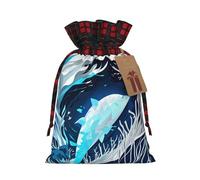 Muflvdx Bolsas de regalo de Navidad con estampado de ballena animal azul profundo, bolsas reutilizables para regalos, para Navidad, cumpleaños, fiestas