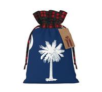 Muflvdx Bolsas de regalo de Navidad con estampado de bandera de Carolina del Sur, bolsas reutilizables para regalos, para Navidad, cumpleaños, fiestas