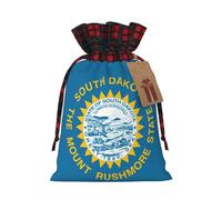 Muflvdx Bolsas de regalo de Navidad con estampado de bandera de Dakota del Sur, bolsas reutilizables para regalos, para Navidad, cumpleaños, fiestas