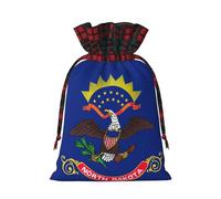 Muflvdx Bolsas de regalo de Navidad con estampado de bandera del estado de Dakota del Norte, bolsas reutilizables para regalos, para Navidad, cumpleaños, fiestas
