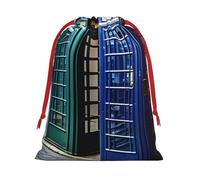 MUFLVDX Bolsas de regalo de Navidad con estampado de cabina de teléfono británica, bolsas de regalo multiusos con cordón, para Navidad, bodas, fiestas, regalos, dulces
