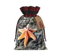 Muflvdx Bolsas de regalo de Navidad con estampado de estrellas de mar de verano, bolsas reutilizables para regalos, para Navidad, cumpleaños, fiestas