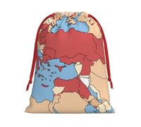 MUFLVDX Bolsas de regalo de Navidad con estampado de mapa regional de Turquía, bolsas de regalo multiusos con cordón, para Navidad, bodas, fiestas, regalos, dulces