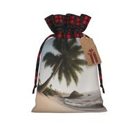 Muflvdx Bolsas de regalo de Navidad con estampado de palmeras de arena, bolsas reutilizables para regalos, para Navidad, cumpleaños, fiestas