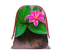 MUFLVDX Bolsas de regalo de Navidad con estampado de plantas tropicales de flores rosas, bolsas de regalo multiusos con cordón, para Navidad, bodas, fiestas, regalos, dulces