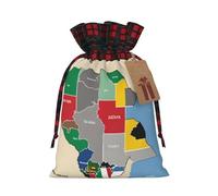 Muflvdx Bolsas de regalo de Navidad con impresión de mapa de composición de Sudán del Sur, bolsas reutilizables para regalos, para Navidad, cumpleaños, fiestas