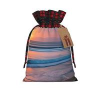Muflvdx Bolsas de regalo de Navidad impresas de playa puesta de sol, bolsas reutilizables de Navidad para regalos, Navidad, cumpleaños, fiestas