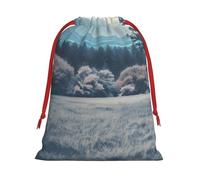 MUFLVDX Bolsas de regalo de Navidad impresas paisajísticas, bolsas de regalo multifuncionales con cordón, para Navidad, bodas, fiestas, regalos, caramelos
