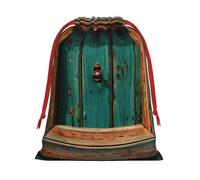 MUFLVDX Bolsas de regalo de Navidad rústicas de madera antigua con impresión de puerta, multiusos, con cordón, para Navidad, bodas, fiestas, regalos, caramelos