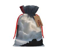 Muflvdx Bolsas de regalo reutilizables con estampado de faro en tormenta, fáciles de envolver, para cumpleaños, vacaciones, Navidad