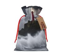 Muflvdx Bolsas de regalo reutilizables con estampado de faro en tormenta, fáciles de envolver, para cumpleaños, vacaciones, Navidad