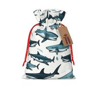 Muflvdx Bolsas de regalo reutilizables con estampado de tiburón con varios gestos, bolsas de regalo reutilizables fáciles de envolver, para cumpleaños, vacaciones, bolsas de Navidad
