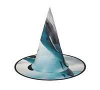 MUFLVDX Divertido delfín que te mira sombrero de bruja impreso Halloween para adulto sombrero de Halloween disfraces brujas sombreros decoración fiesta