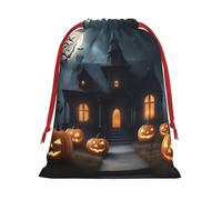 MUFLVDX Happy-Halloween-Day-Trick-or-Treat - Bolsas de regalo de Navidad con estampado de truco o trato, bolsas de regalo multiusos con cordón, para Navidad, bodas, fiestas, regalos, dulces