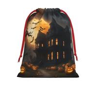 MUFLVDX Happy-Halloween-Day-Trick-or-Treat - Bolsas de regalo de Navidad con estampado de truco o trato, bolsas de regalo multiusos con cordón, para Navidad, bodas, fiestas, regalos, dulces