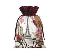 Muflvdx Love Paris Tower - Bolsas de regalo de Navidad reutilizables con estampado de corazón, para Navidad, cumpleaños, fiestas
