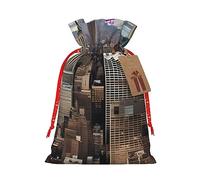 Muflvdx New York Fashion City Print Sacos con cordón, bolsas de regalo reutilizables fáciles de envolver, para cumpleaños, vacaciones, bolsas de Navidad