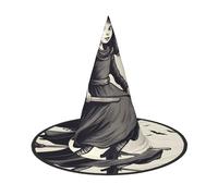 MUFLVDX Sombrero de bruja volador de Halloween con estampado de Halloween para adultos, disfraz de bruja, sombreros de bruja, decoración de fiesta de Halloween