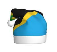 MUFLVDX Sombrero de Navidad con estampado de bandera de Tanzania para adultos, sombrero de Papá Noel para mujeres y hombres, para Navidad, Año Nuevo, suministros de fiesta