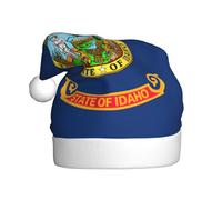 MUFLVDX Sombrero de Navidad con estampado de bandera del estado de Idaho para adultos, sombrero de Papá Noel para mujeres y hombres, para Navidad, Año Nuevo, suministros de fiesta