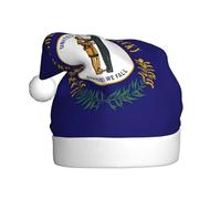 MUFLVDX Sombrero de Navidad con estampado de bandera del estado de Kentucky para adultos, sombrero de Papá Noel para mujeres y hombres, para Navidad, Año Nuevo, suministros de fiesta