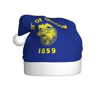 MUFLVDX Sombrero de Navidad con estampado de bandera del estado de Oregon para adultos, sombrero de Papá Noel para mujeres y hombres, para Navidad, Año Nuevo, suministros de fiesta